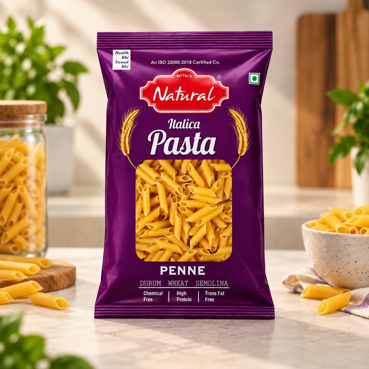 400 g purple pouch of Mittal's Natural Italica Penne pasta