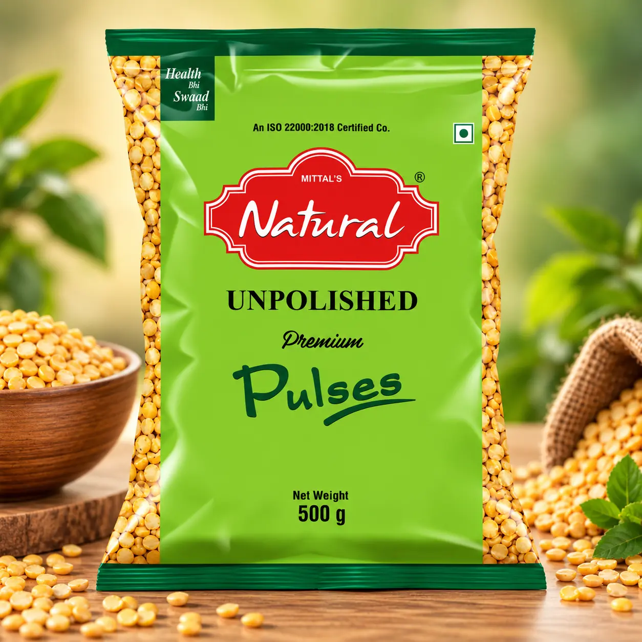 500 g green pouch of Mittal's Natural unpolished arhar toor dal