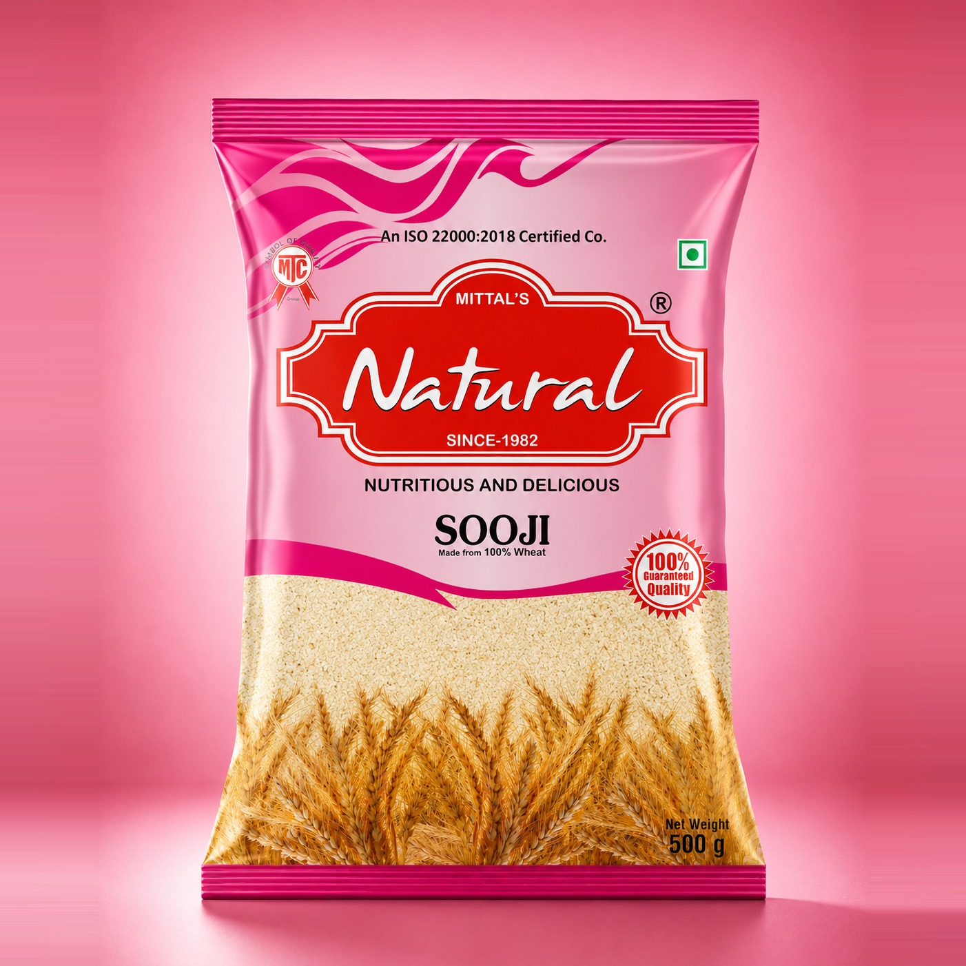 500 g pouch of Mittal's Natural Sooji semolina