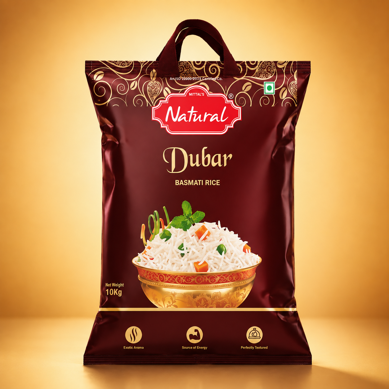 Pouch of Mittal's Natural Basmati Dubar shorter grain rice