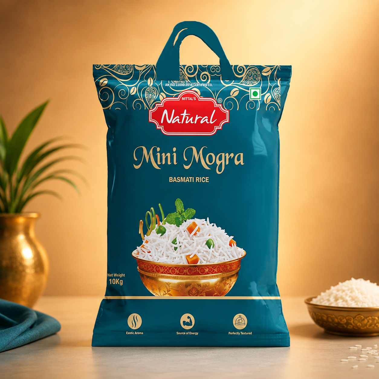 Pouch of Mittal's Natural Basmati Mini Mogra fine grain rice
